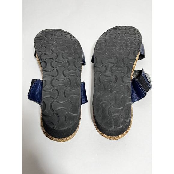 Naot EUC Blue Leather 2 Strap Jewel Accent Slip On Sandal Shoe 38 EU 7 US - Picture 6 of 6